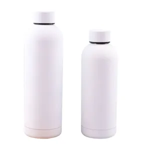 Set of two white 304 vacuum stainless steel insulated sports water bottles for outdoors