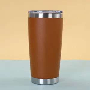 20oz Stainless Steel Vacuum Insulated Tumbler Double Wall Travel Mug with Lid Brown