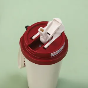 Gobelet à café isotherme avec paille et double couvercle, tasse de voyage portable pour étudiants.