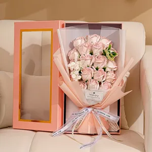 Coffret Cadeau Bouquet de Fleurs de Savon Roses Saint-Valentin Idée Cadeau Romantique