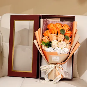 Boîte cadeau de bouquet de roses en savon artificiel pour la Saint-Valentin, cadeau romantique.