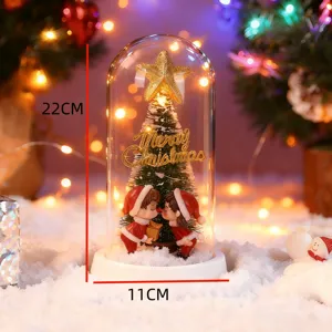 Luz de cúpula de vidrio navideña con estatuilla de pareja, regalo romántico para las fiestas.
