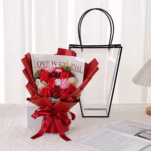 Exquisite Soap Flower Rose Bouquet Artificial Eternal Rose Gift For Valentine Day Birthday Wedding With Gift Bag Box