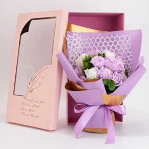 Elegant artificial soap rose bouquet gift box for Mother's Day and Valentine's celebration.