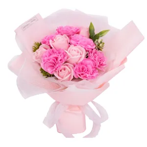 Pink soap flower bouquet romantic gift for graduation party Valentine's Day present