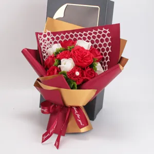 Artificial soap rose flower bouquet gift box for Mother's Day Valentine's Day party decor.