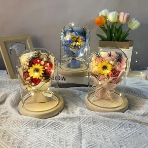 Transparante glazen koepel roos bloem licht geconserveerde bloem ornament creatief geschenk