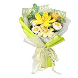 Exquisite handmade crochet flower bouquet with heart detail for Mother's Day gift