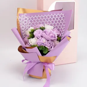 Artificial soap flower bouquet gift box for Valentine's Mother's Day romantic present.