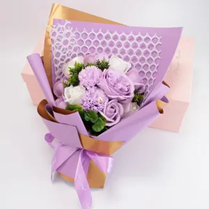 Soap flower bouquet artificial rose carnation gift for Mother's Day Valentine's Day detail view