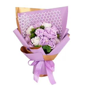 Beautiful purple soap rose flower bouquet gift for Mother's Day Valentine's Day present