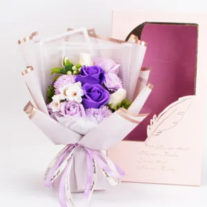 Soap flower bouquet gift box for Valentine Mother Day artificial rose carnation gift.