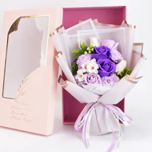 Artificial soap rose flower bouquet in gift box for Valentine's Day Mother's Day gift.