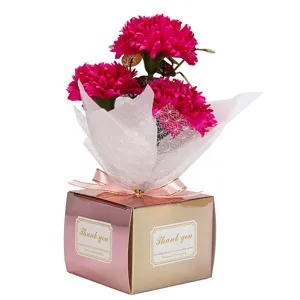 Cadeau de Fête des Mères 3 œillets bouquet de fleurs de savon artificielles avec boîte cadeau