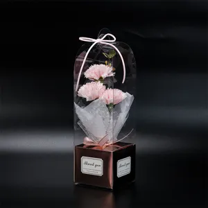 Cadeau fête des mères set 3 fleurs artificielles œillet de savon boîte transparente