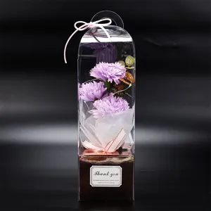 Boîte cadeau de fleurs artificielles pour la fête des mères avec éclairage LED blanc