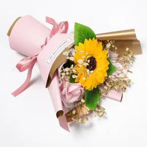 Sunflower soap flower mini bouquet graduation gift for women decorative floral arrangement
