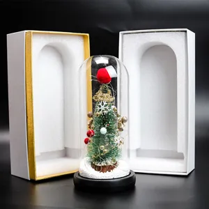 Árbol de Navidad cúpula de cristal LED decoración luz caja de regalo fiesta decoración mesa