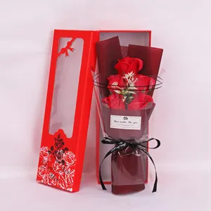 Artificial soap rose flower bouquet gift box for Valentine's Day and Mother's Day.