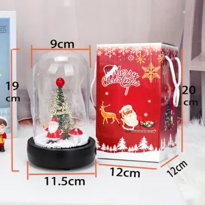Decorazione cupola di vetro natalizia con Babbo Natale, LED e dimensioni regalo
