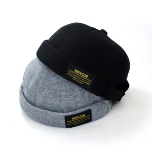 Unisex Baumwolle Docker Mütze mit Stoffetikett, stylische Melone Kappe für Outdoor.