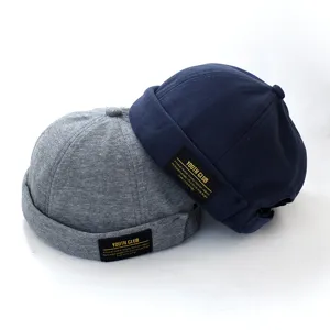 Unisex Baumwolle Docker Cap Rollmütze Fischerhut mit Buchstabenetikett für den Alltag.