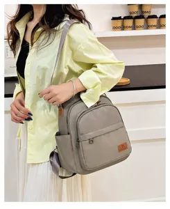 Casual nylon backpack detail shot showing style and capacity for students and daily commuting.