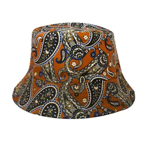Cappello da pescatore vintage con stampa paisley, cappellino estivo casual da esterno.