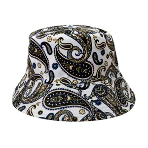 Cappello da pescatore vintage con stampa cachemire classica, berretto casual per protezione solare.