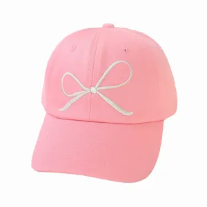 Rosa baseballkappe mit schleifenstickerei für damen, süße freizeit mütze für outdoor reisen.