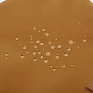 Gros plan sur le tissu étanche du sac de voyage, montrant une excellente performance imperméable.