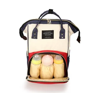 Multifunctionele nylon luiertas rugzak met geïsoleerd voorvak voor babyflessen