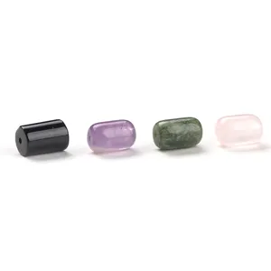 Natural stone tube beads set in rose quartz, amethyst and aventurine for DIY jewelry
