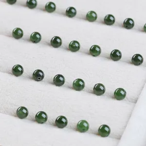 Natuurlijke spinazie groene Hetian jade ronde kralen voor doe-het-zelf sieraden