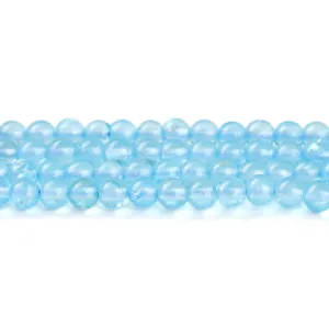 Natural translucent blue topaz round loose beads for DIY jewelry making and accessories
