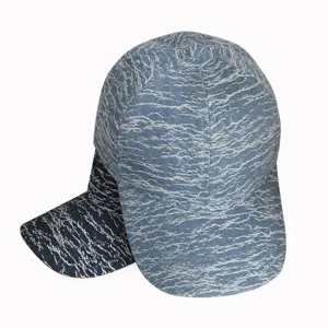 Vintage washed denim baseball cap with unique print, casual outdoor sun hat for men and women.