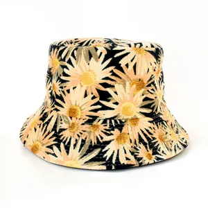 Cappello da pescatore con stampa floreale donna cappello da sole moda autunno inverno margherita