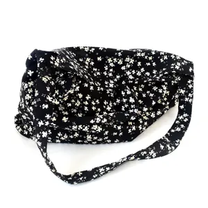 Borsa a tracolla in tela con stampa floreale nera borsa hobo morbida casual da donna