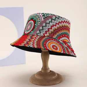 Bunte bedruckte Eimerhut für Damen wendbares geometrisches Design Sonnenschutz lässige Kappe.