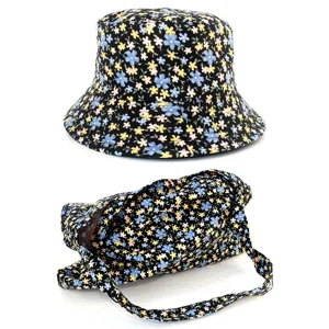 Cappello da Pescatore Moda Donna Autunno Inverno Reversibile Stampa Leopardata Floreale Casual