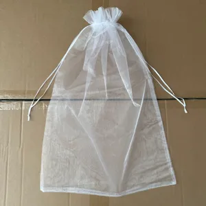 Premium white organza drawstring gift bag for wedding favors and jewelry storage
