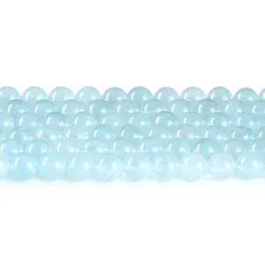 Cuentas de calcedonia azul claro natural de alta calidad para la creación de joyas DIY