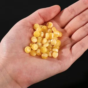Perles d'espacement en cire d'abeille jaune gras de poulet naturel pour bijoux DIY