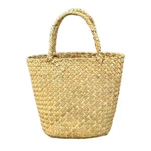 Straw woven tote bag for women, large capacity beach handbag, casual summer basket purse.