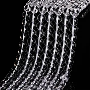 Cuentas de Cuarzo Transparente Natural Cristal Blanco Cuentas Redondas Sueltas Alta Calidad 7A 5A DIY Pulsera Collar Joyería