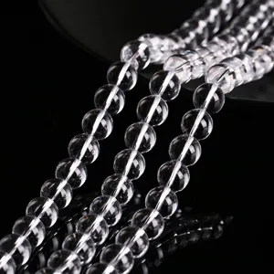 Cuentas sueltas de cristal de cuarzo blanco transparente de 8mm para hacer joyas DIY