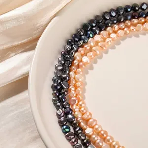 Natural pink and black freshwater pearl loose beads strands for DIY jewelry making