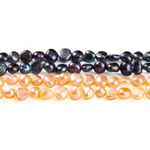 Natural Baroque freshwater pearls in dark purple and peach pink for jewelry making
