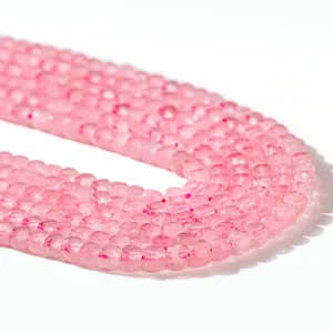 Natural pink rose quartz faceted sugar cube loose beads for DIY jewelry making crafts