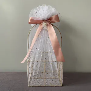 Gold wire gift basket wedding candy packaging decorative arch basket for holiday present